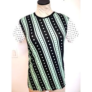 Emanuel Ungaro T-shirt Mint Green and white contrasting Polka-dot and Stripes